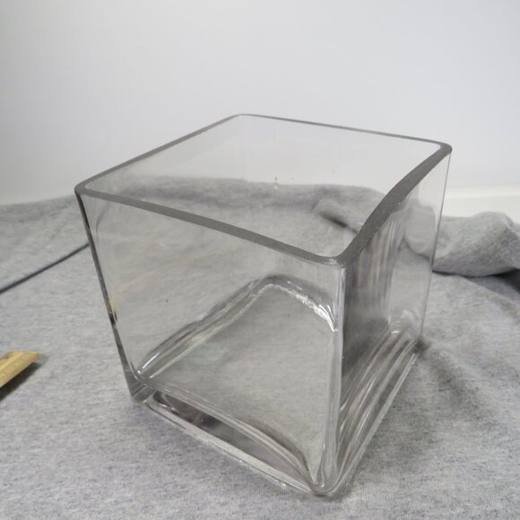 REAL Sea Shells & thick glass square vase 5" tall & wide OVER 4 POUNDS - Picture 14 of 16